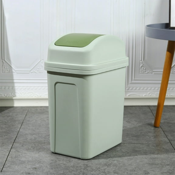 Swing Top Lid Trash Can, 4.5 Gallon Step-On Kitchen Bathroom Garbage Bin, Hands-Free Automatic Open/Close Wastebasket for Home Office(Green)