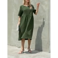 thumbnail image 3 of Biekopu Women Summer Short Sleeve Dress,Solid Color Casual Loose A-Line Party Dress for Daily, 3 of 9