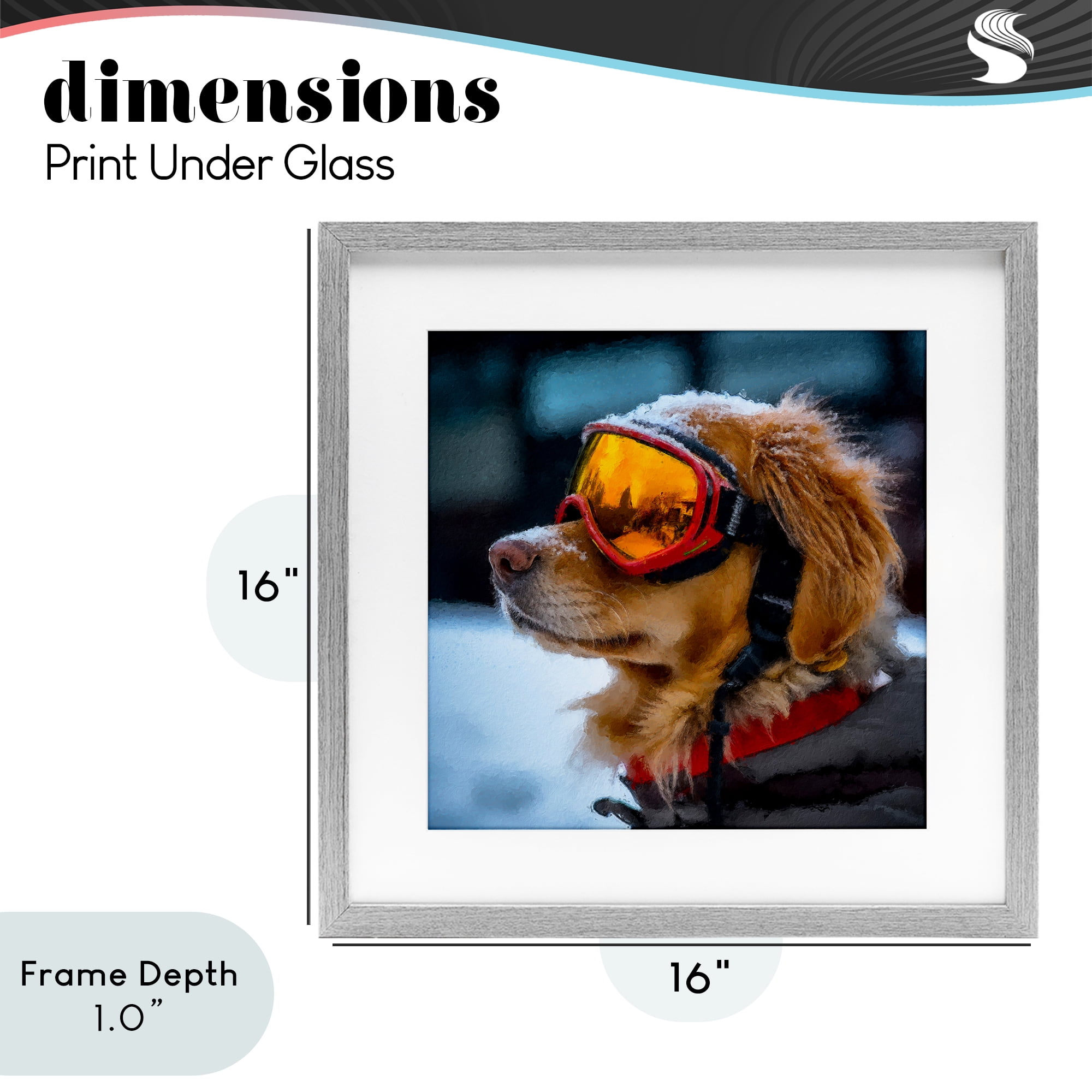 Stupell Industries Ski Goggles Dog Gray Framed Print Under Glass, design by Sean Parnell