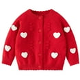 thumbnail image 2 of RXIRUCGD Small Heart Embroidery Baby Girls Cardigan Sweater( Red, Size:3 Months ), 2 of 3