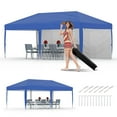 thumbnail image 3 of BeesClover Tente de Réception Instantanée 10x20 Pieds avec 2 Parois Latérales Amovibles, Gazebo Commercial Imperméable, Sac de Transport à Roulettes, Hauteur Réglable, Abri Extérieur pour Événements, Marchés, Fêtes, 3 of 7