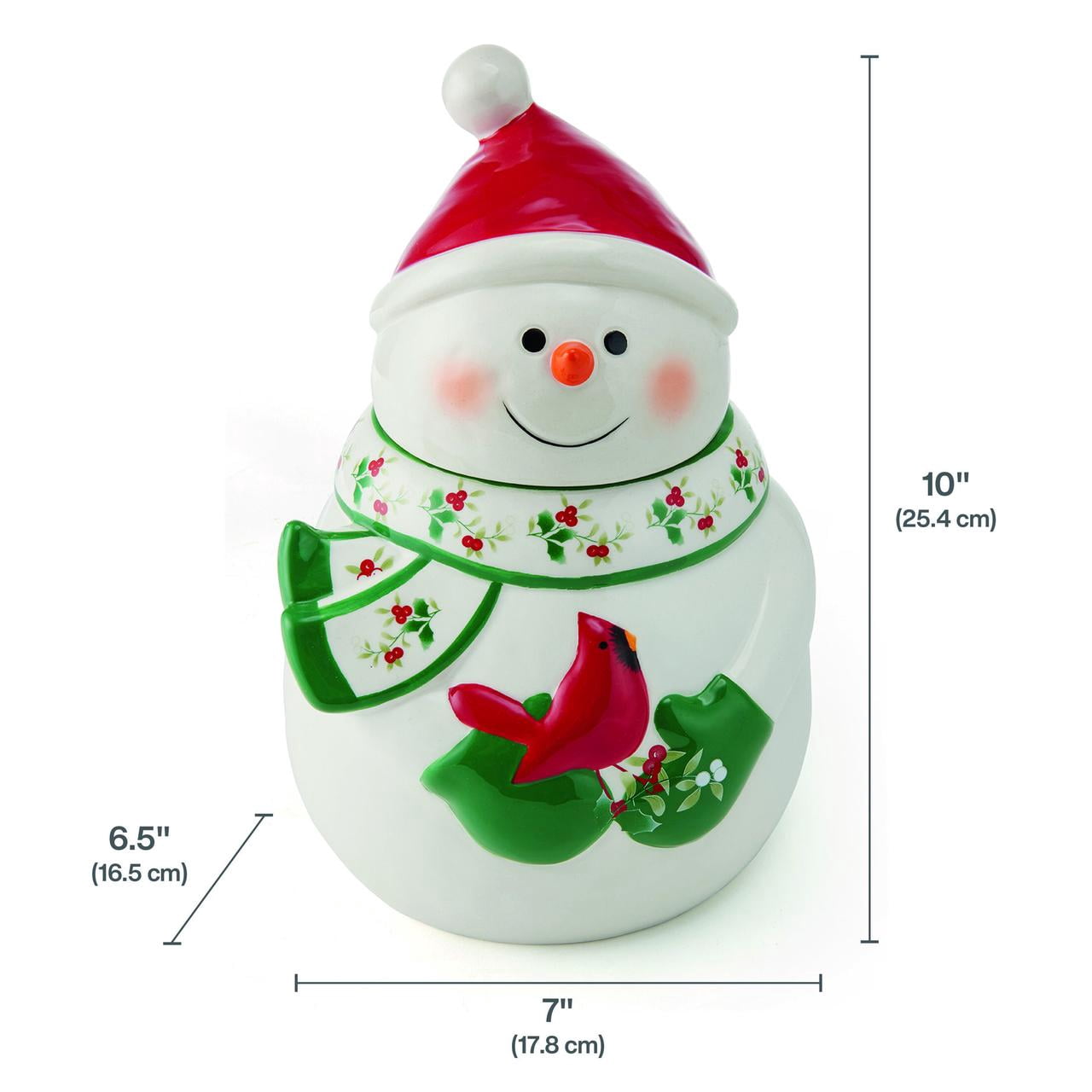 Pfaltzgraff Winterberry Snowman with Cardinal 10 in Cookie Jar