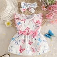 thumbnail image 2 of mgoYE Baby Girl Dress Summer Girl Clothes Infant Outfits Newborn Ruffle Sleeveless Sundress Cute Dresses for Girls with headband(Pink,6-9 Months), 2 of 5