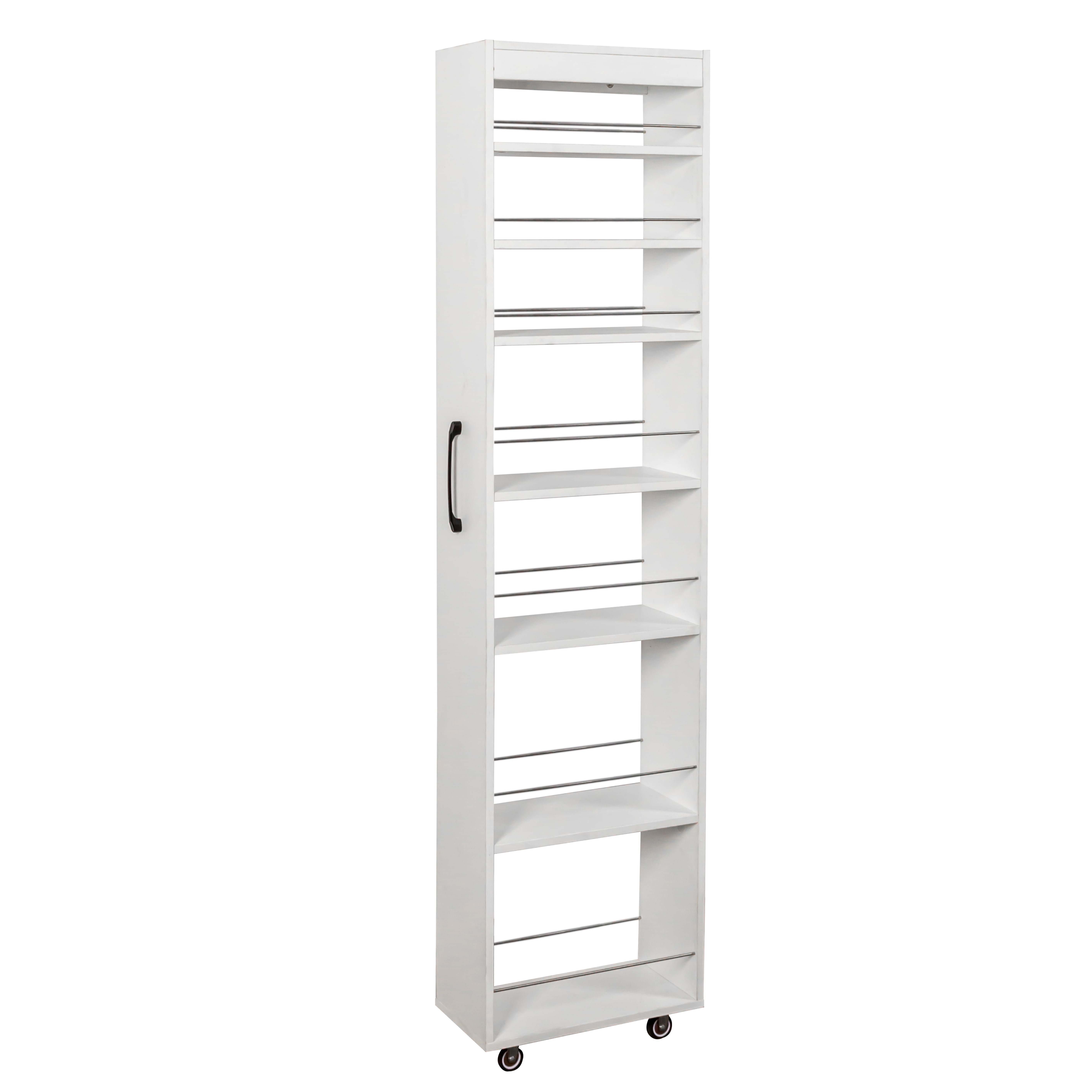 7-Tier Slim Pull-Out Storage Shelf Rolling Utility Cart for Small Kitchen Spaces, White