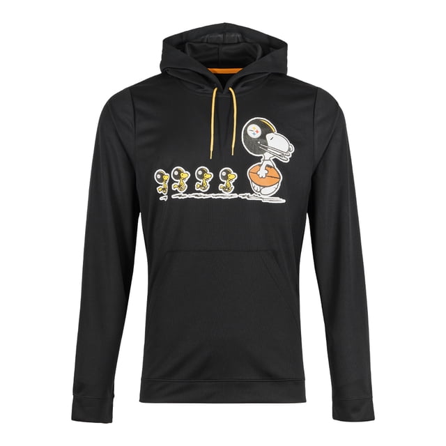 NFL-PEANUTS Sudadera Hoodie Pittsburgh Steelers Negro para Hombre, Talla Grande