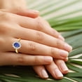 thumbnail image 2 of GemsNY September Birthstone - Four Prong Princess Diana Inspired Oval Sapphire Halo Ring (Grade - AAA | 2.15cttw), 2 of 4