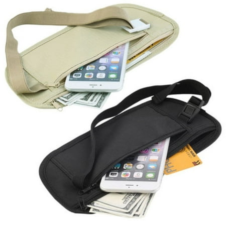 New Travel Waist Pouch for Passport Money Belt Bag Hidden Security Wallet Black (Best Money Belt For Backpacking)