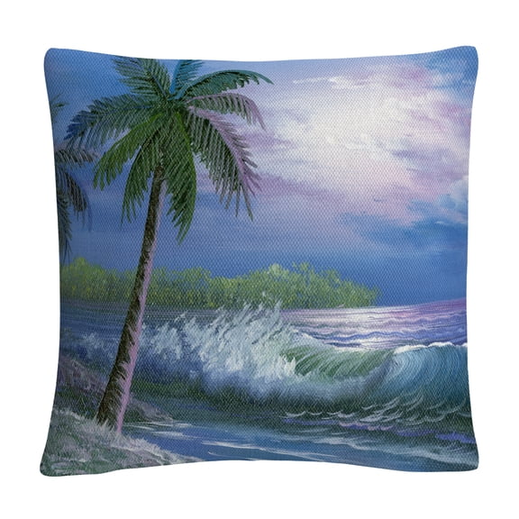 Moonlight In Key Largo' Coastal Waves By Masters Fine Art 16 X 16 Decorative Throw Pillow
