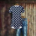 thumbnail image 2 of FRSASU Womens Summer Boho Tops Fashion Polka Dot Printed Short Sleeves Crewneck T-Shirt Front Curved Hem Flowy Tees Shirts Navy, 2 of 4