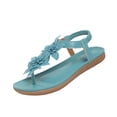 thumbnail image 2 of Domuza Women's Floral Thong Sandals, Elastic Ankle Strap Comfortable Non-Slip Flat Shoes for Summer Casual Wear Blue 7.5（EU-39）, 2 of 6