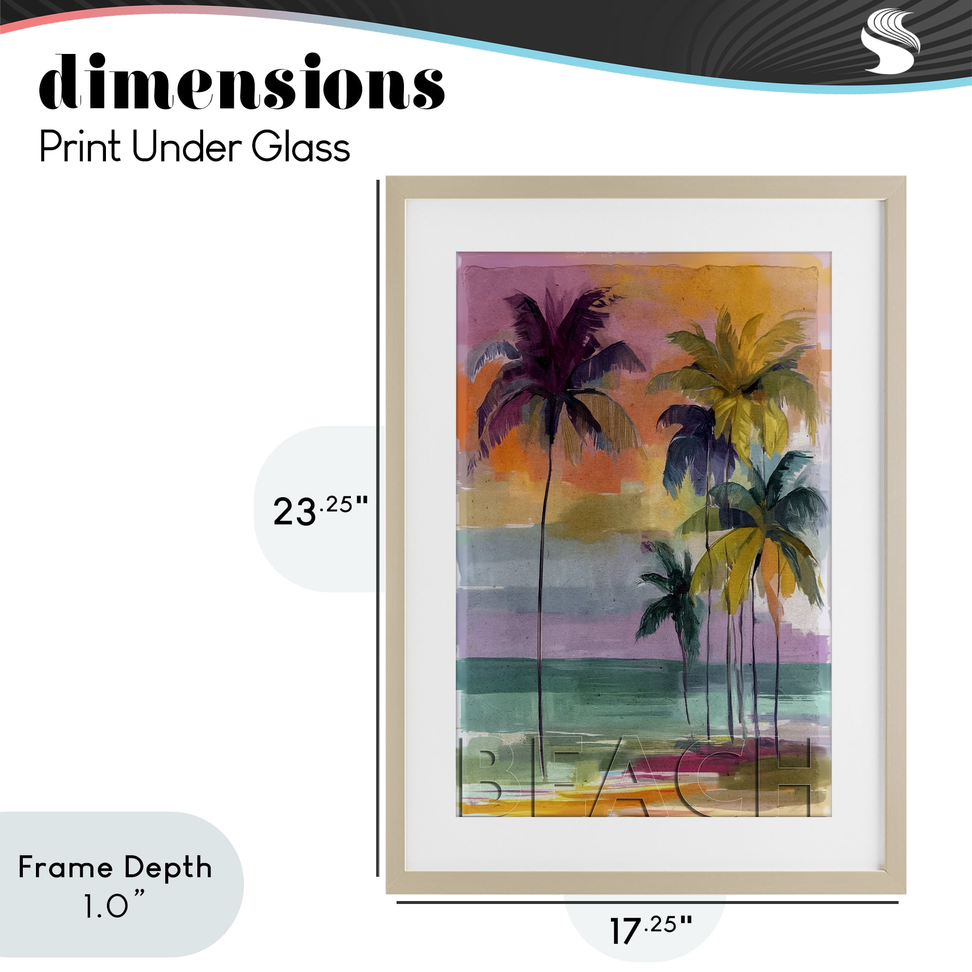 Stupell Industries Crayon Beach at Sunset Birch Framed Print Under Glass, design by Annabelle Hall