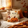 thumbnail image 2 of Halloween Ghost Pumpkin Pillow Cover, Black Cat Print, 18x18 Soft Cushion Case, Hidden Zipper, Fall Thanksgiving Decor for Sofa Home by MPOISVA, 2 of 7