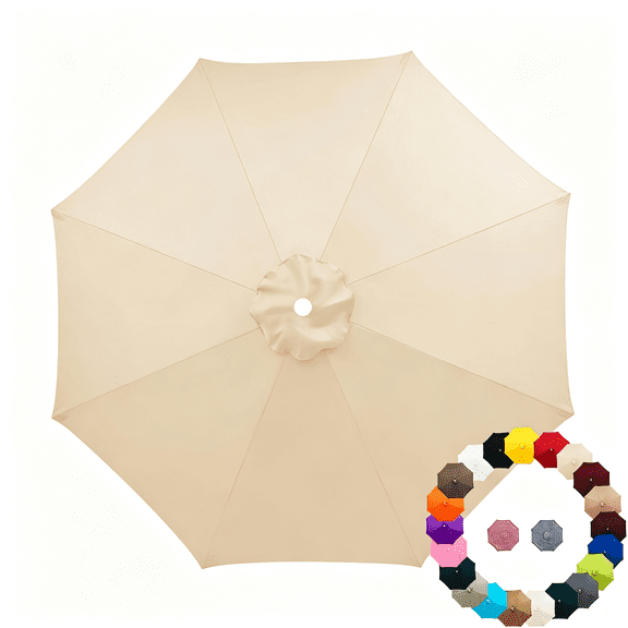 GASTROPOD 6Ft/7Ft/9Ft/10Ft/11Ft Patio Umbrella Replacement Canopy for 6 Ribs 8 Ribs,Outdoor Market Umbrella Top Cover Heavy Duty Uv Resistant Fade Resistant(Beige,8 Ribs:2M/6.5Ft)