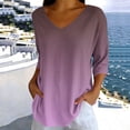thumbnail image 2 of SROBPTY Womens Top Gradient Print V Neck 3/4 Sleeve Pullover T Shirt, 2 of 4