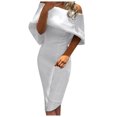 thumbnail image 2 of Floenr Sundresses for Women,Women Fashion Off Shoulder Sleeveless Solid Color Zipper Prom Knee-Length Dress, 2 of 6