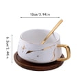 thumbnail image 3 of Elegant Gold Inlaid Ceramic Tea Cup With Wooden Saucer For Coffee Cappuccino And Stone Pattern Design, 3 of 9