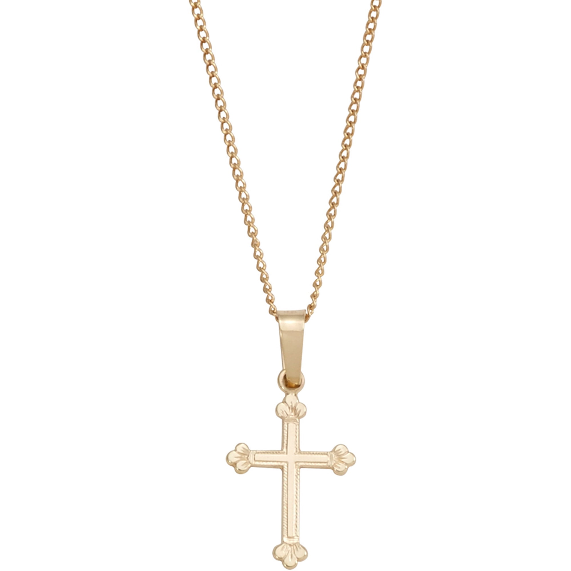 10kt Gold Cross Necklace, 15"
