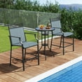thumbnail image 4 of Gymax Outdoor Counter Stools Set of 4 w/ Footrest & Armrests Metal Frame for Backyard Blue, 4 of 8
