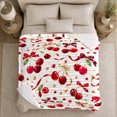 thumbnail image 5 of Red Cherry Gold Bow Festive, Festive Holiday Scene, Warm Flannel Blanket for Living Room and Family Room with Detailed Artwork, Art Lovers Housewarming Gift, Festive Home Decor, 5 of 9