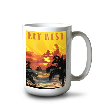 

15 fl oz Ceramic Mug Key West Florida Sunset and Ship Dishwasher & Microwave Safe