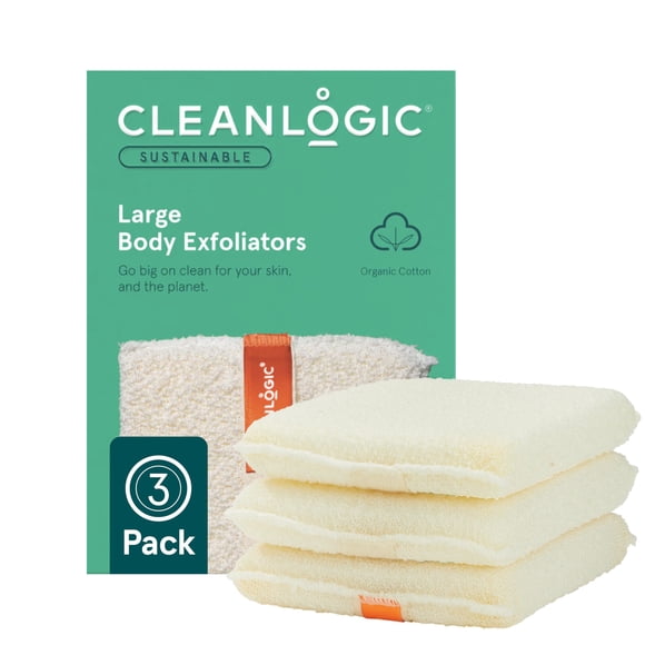 Depurador corporal exfoliante de algodón orgánico Cleanlogic, paquete de 3