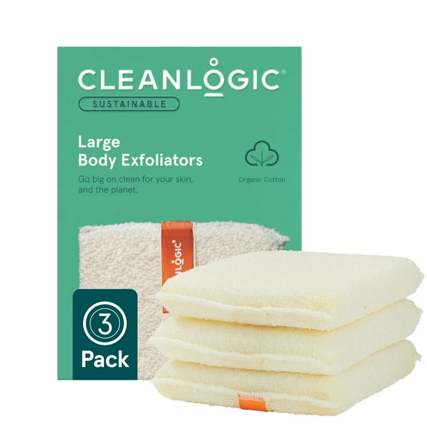Depurador corporal exfoliante de algodón orgánico Cleanlogic, paquete de 3