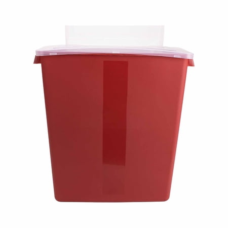 Medegen Sharps Container, 3 Gallon, Red/Black, Large Tortuous Path Lid, 12.5in x 13.5in x 6in, 3 Count