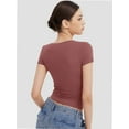 thumbnail image 2 of Womens Basic Scoop Neck Short Sleeve T Shirt Slim Fit Tee Summer Going Out Crop Tops Tight Sexy Shirts, 2 of 6