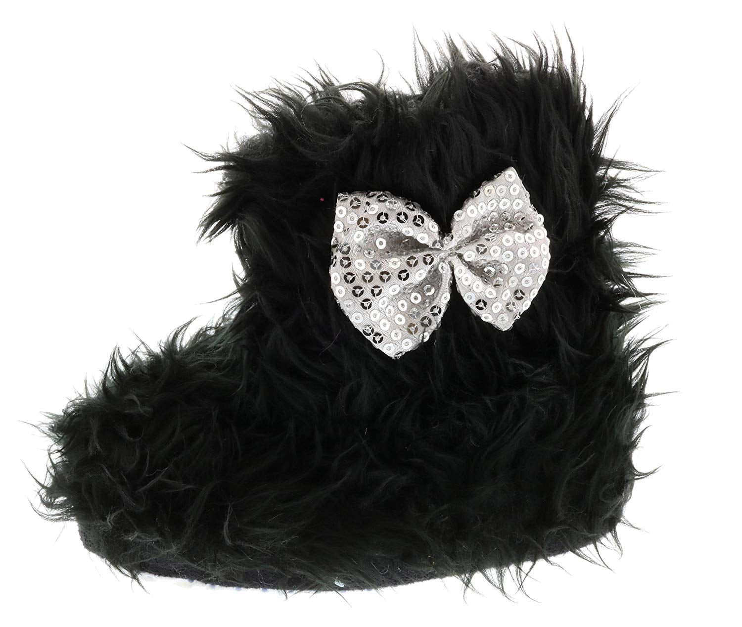 black furry slipper boots