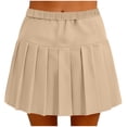 thumbnail image 3 of YUGYXL Tennis Skirts for Girls Pleated Elastic Waist Scooter Cute Golf Athletic Skort Solid Cheer School Outfits Khaki L, 3 of 5