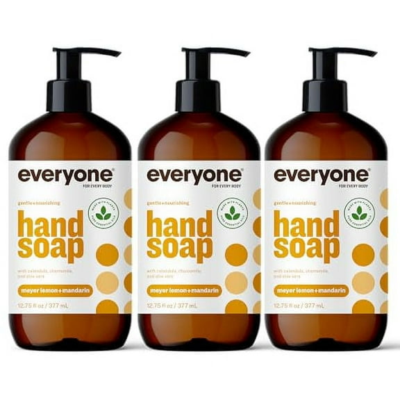 Everyone Liquid Hand Soap, 12.75 Ounce (Pack of 3), Meyer Lemon and Mandarin, Plant-Based Cleanser with Pure Essential Oils C6