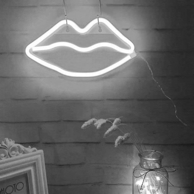 LINLIN LED Neon Sign,LIP Neon Sign Night Light Wall LED Neon Lamp USB Battery Powered Led Neon Light Sign for Home Bedroom Bar Party Decoration