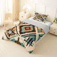thumbnail image 2 of Homewish Retro Boho Rhombus Twin Comforter Sets,Bohemian Exotic Style Bedding Set,Cream Teal,Light Gray Reversible,2-Piece,1 Comforter and 1 Pillowcase, 2 of 7
