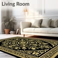 thumbnail image 2 of ODIKA 6'x9' Machine Washable Non-Slip Area Rug, Symmetrical Paisley Damask Traditional High Traffic Rug, Black, 545655, 2 of 5