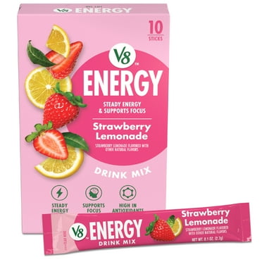 V8 Energy Strawberry Lemonade Energy Drink Powder, (10 Count)
