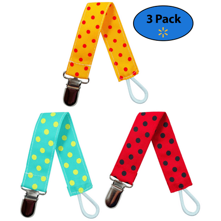 EliteBaby Unisex Pacifier Clip Holder, 3 Pack | Teething Toys, Soothie Pacifiers, Baby Blanket, & Baby Bibs | Stainless Steel Clasp | Baby Gift