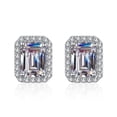 thumbnail image 1 of Pendientes de plata de ley 925 para mujer con incrustaciones de diamantes rectangulares de moissanita de talla esmeralda, 1 of 5