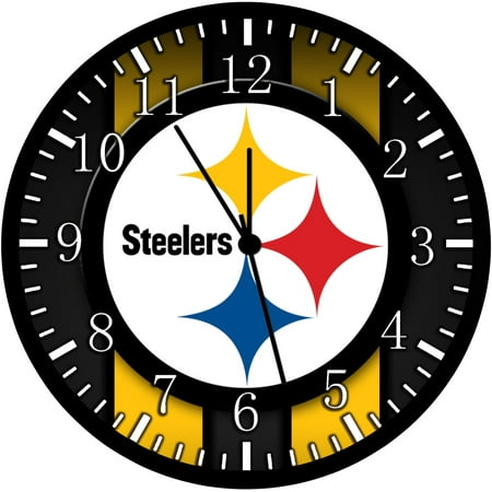 12 Inch Steelers Wall Clock Non-Ticking Silent Great for Decor and Gifts F31