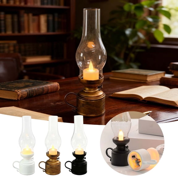 Realistic Swinging Flame Flameless LED Candle Lamp Vintage PS Battery Operated Flickering Night Light Cord-Free Decorative Lamp for Bedroom Hallway Power Outage