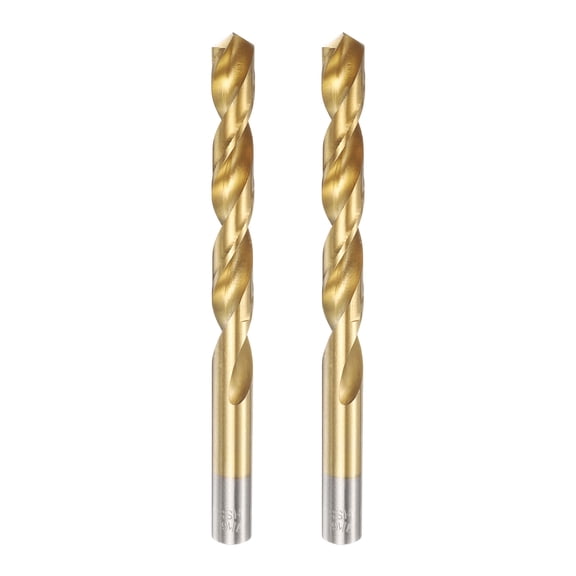 2pcs Titanium Twist Drill Bit 7/16" Drilling Dia High Speed Steel Drills for Hardened Metal, Stainless Steel, Cast Iron, Wood, Plastic