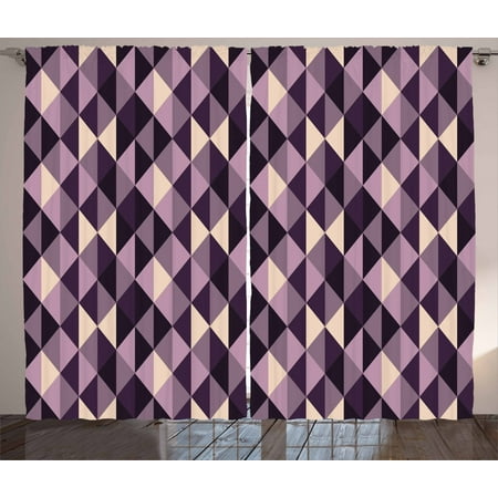 Geometric Curtains 2 Panels Set Abstract Stylized Triangles With