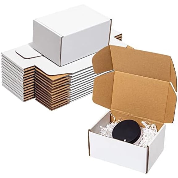 White Shipping Boxes 6x4x3" 25 Pack - Corrugated Cardboard Mailing Boxes for Small Business - Literature Mailer Packaging Supplies