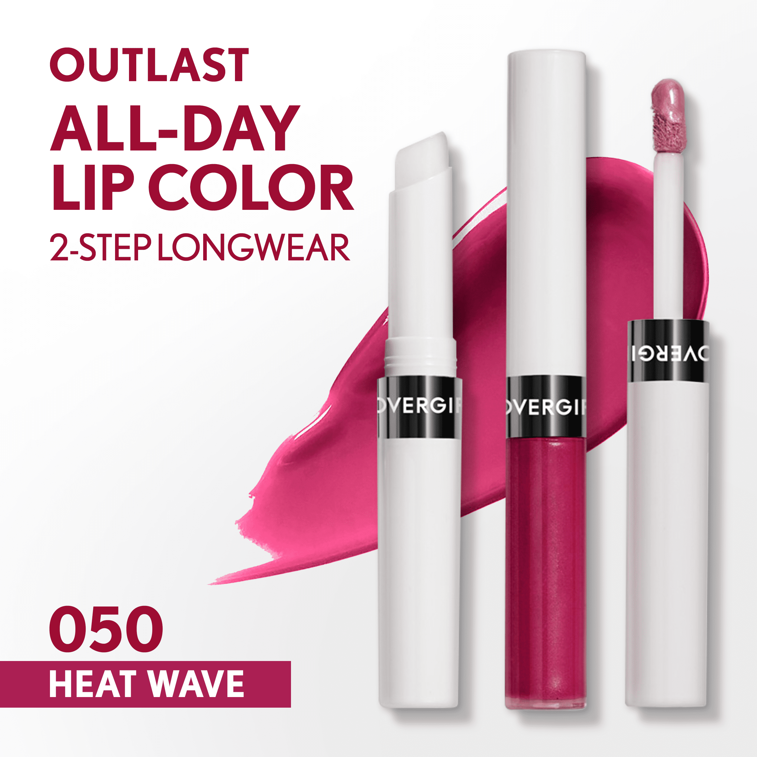 COVERGIRL Outlast All Day Lip Color with Top Coat, Heat Wave 050, 0.06 oz / 0.07 fl oz