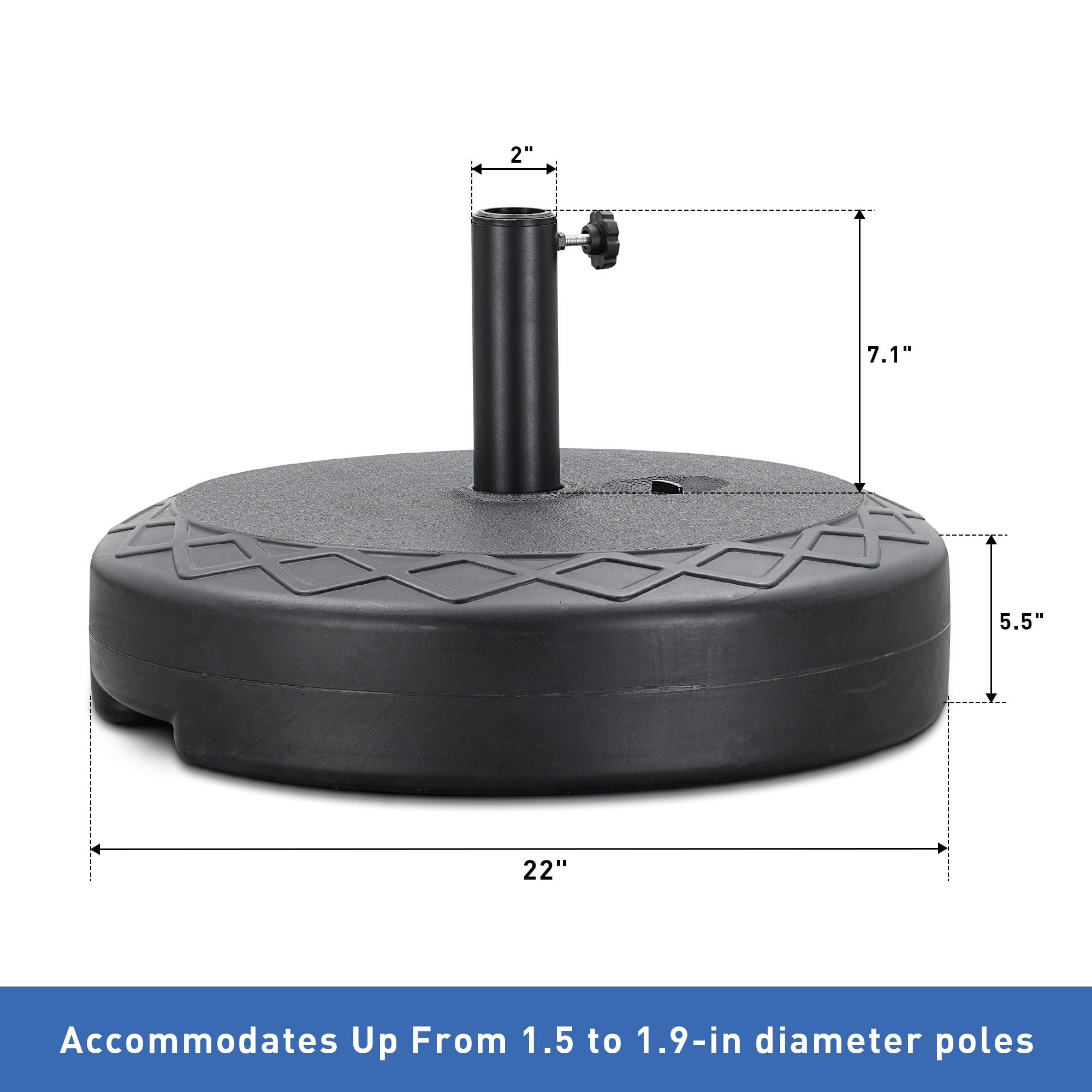 Autlaycil 10ft Navy Blue Patio Umbrella and Base with Push Button Tilt and Crank, 8 Sturdy Ribs UV Protection Waterproof for Garden, Table, Pool