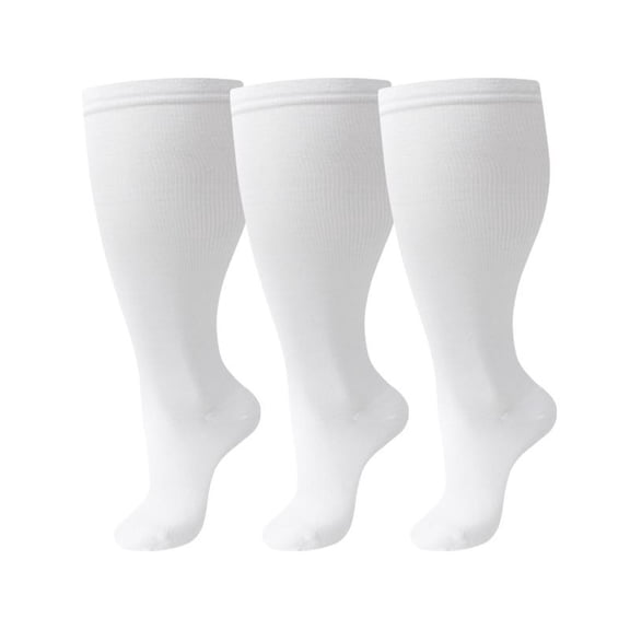 suxuMhao 3 Pairs 2XL Large Size Socks - White Athletic Socks, Knee High Socks,Large Socks, Oversized Socks, Calf Socks, Comfortable Nylon Socks for Daily Wear & Sports