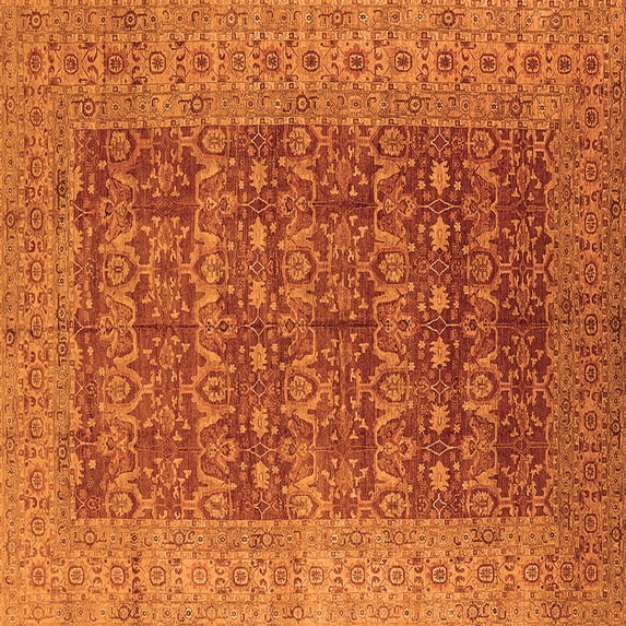 Ahgly Company Indoor Square Oriental Orange Industrial Area Rugs, 3' Square