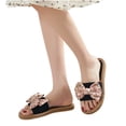 thumbnail image 5 of Nrmvnmi Women's Slippers Open Toe Flip-Flops Linen Bow Flat Sandals Floral Summer Comfortable Shoe Pink Mothers Day Gifts, 5 of 9