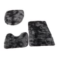 thumbnail image 4 of Juego de 3 alfombrillas de baño peludas suaves y acogedoras, con tapa de inodoro absorbente. negro y gris, 4 of 9