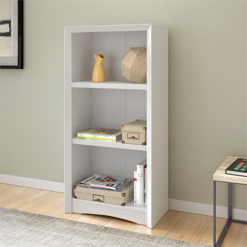 Atlin Designs 47" Tall 3 Shelf Bookcase in White Faux Woodgrain