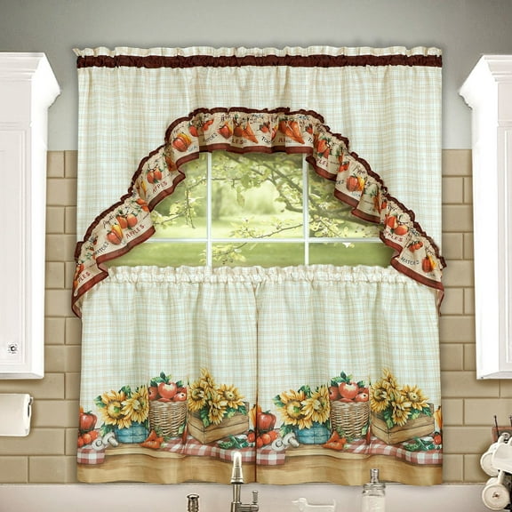 Farmers Market Kitchen Curtain Tier & Swag Set